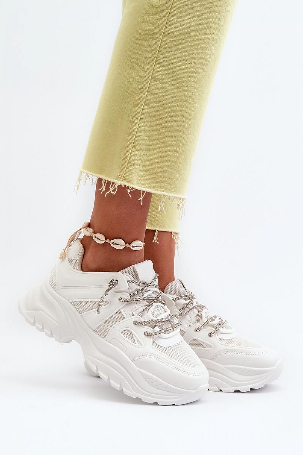 Step In Style Massive Platform Sneakers with Decorative Lacing white