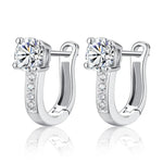Sterling Silver U Shape Hoop Studs Minimalist Stud Ear Pierced Zircon Earrings