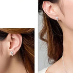 Sterling Silver U Shape Hoop Studs Minimalist Stud Ear Pierced Zircon Earrings