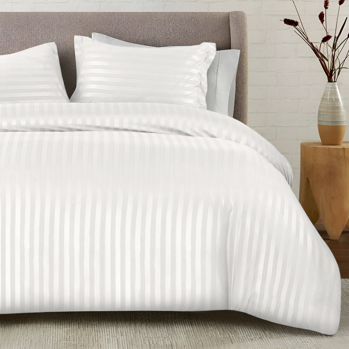 Stripe Duvet Cover Set White