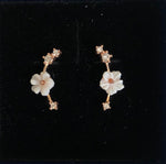 Studs with Spring flowers NO 1 White Rose Gold Plated Silver