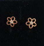Studs with Spring flowers NO 3 White Rose Gold Plated Silver