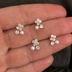 Studs with Spring flowers NO 10 White Yellow Gold Plated Silver