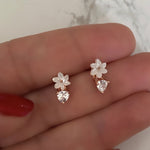 Studs with Spring flowers NO 4 White Rose Gold Plated Silver