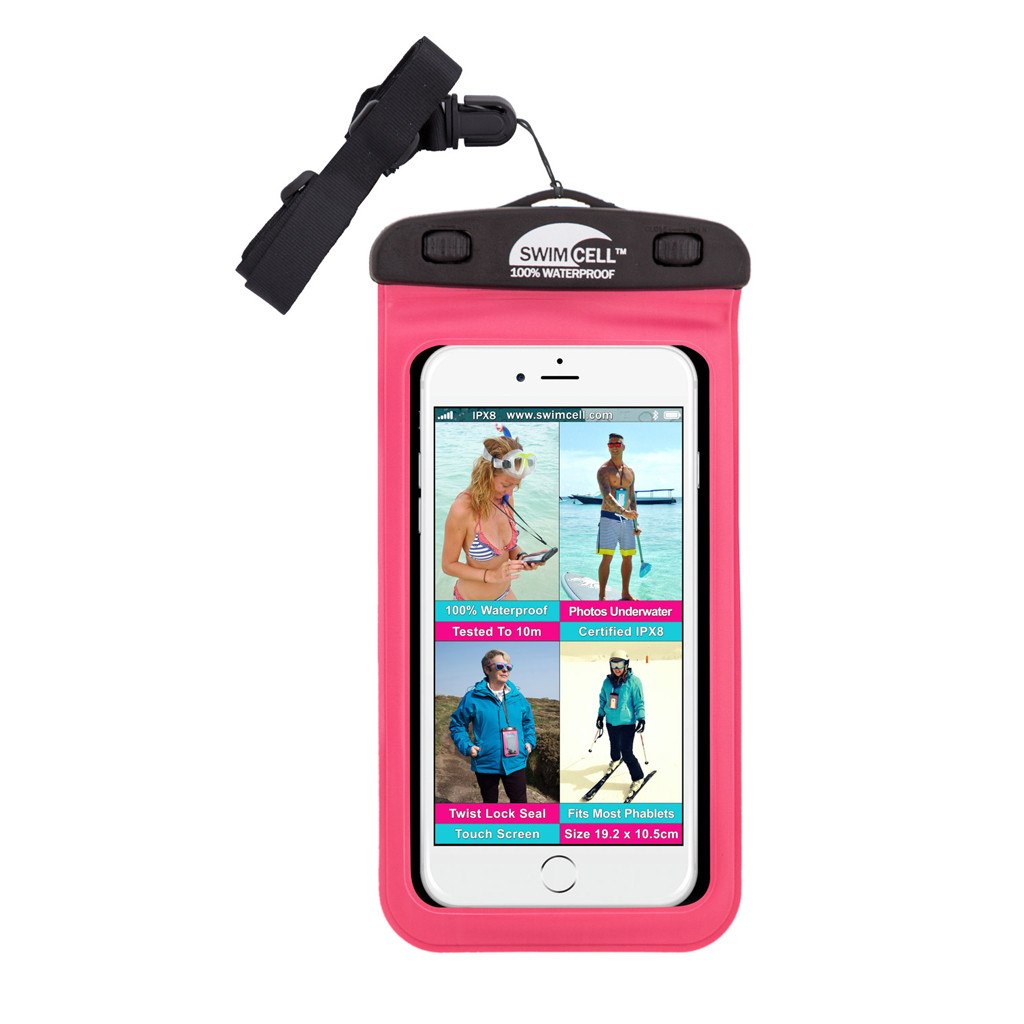 SwimCell Waterproof Phone Case - Large Hot Pink