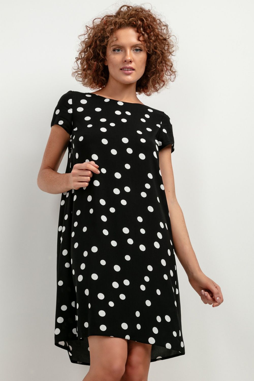 Tessita Patterned Viscose Knee-Length Day Dress black