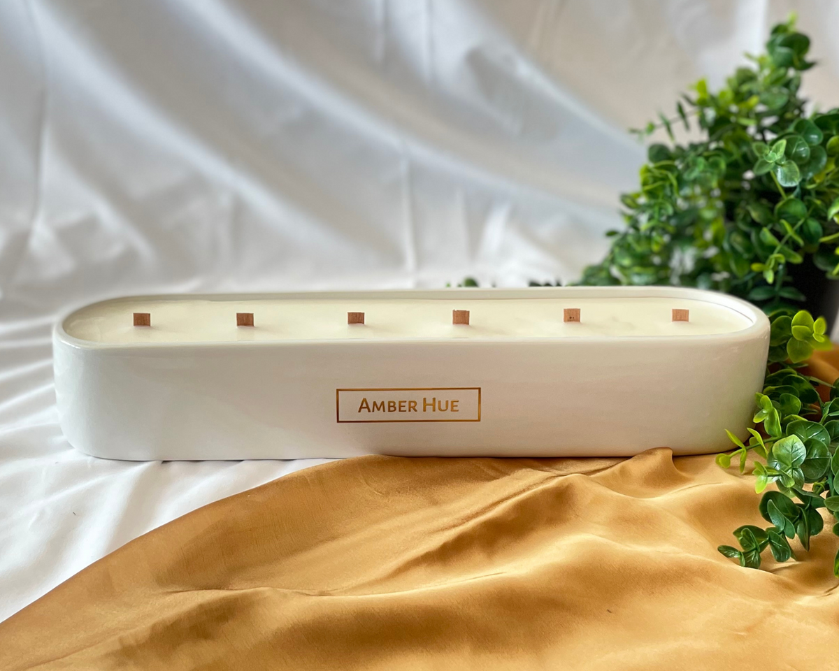 Amber Hue Candles The Baguette Candle Large Glossy White