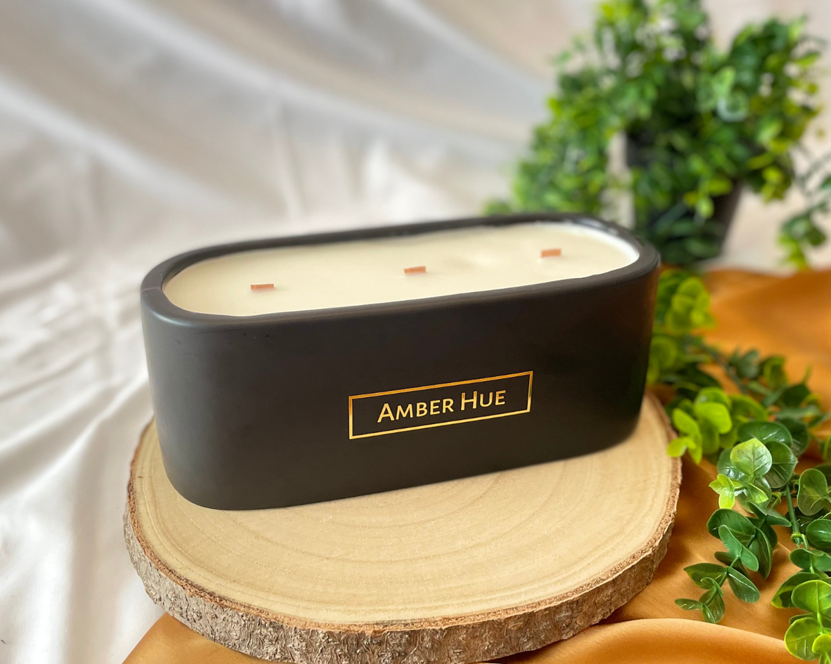 Amber Hue Candles The Baguette Candle Small Glossy White