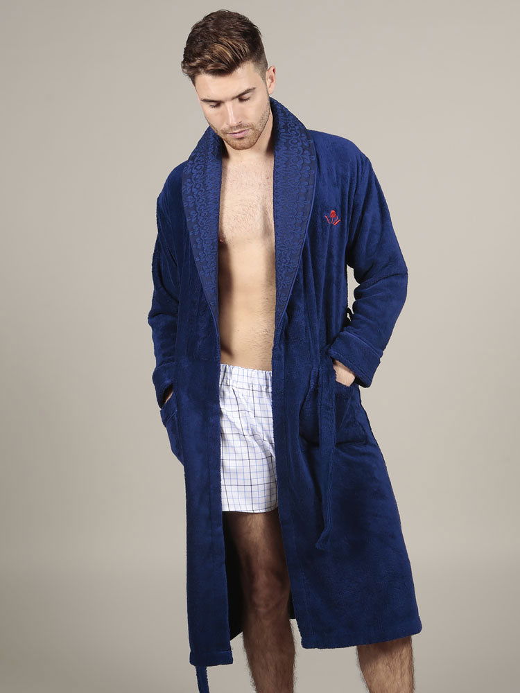 The Cotton Signature Bathrobe - Blue