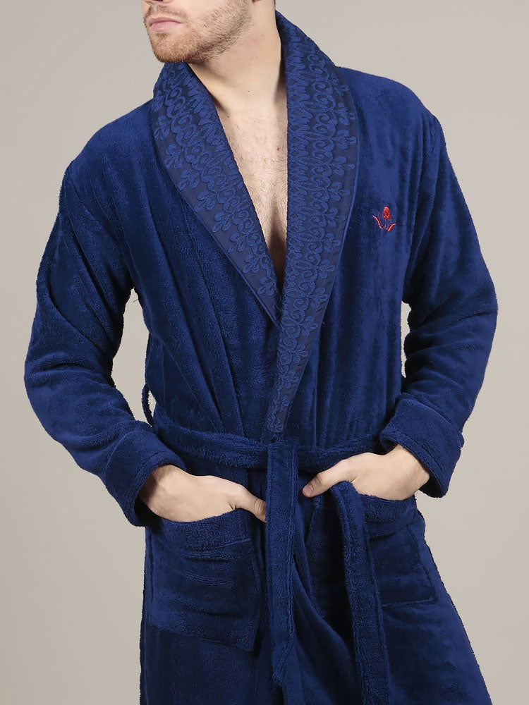 The Cotton Signature Bathrobe - Blue