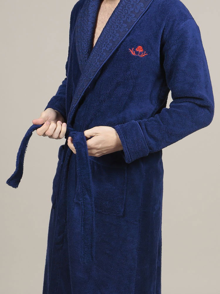 The Cotton Signature Bathrobe - Blue