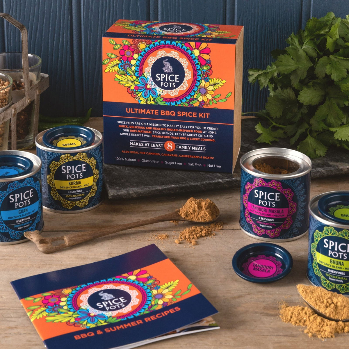 Spice Pots The Ultimate BBQ Seasoning Set - 4 Spices and 8 Easy BBQ Recipes