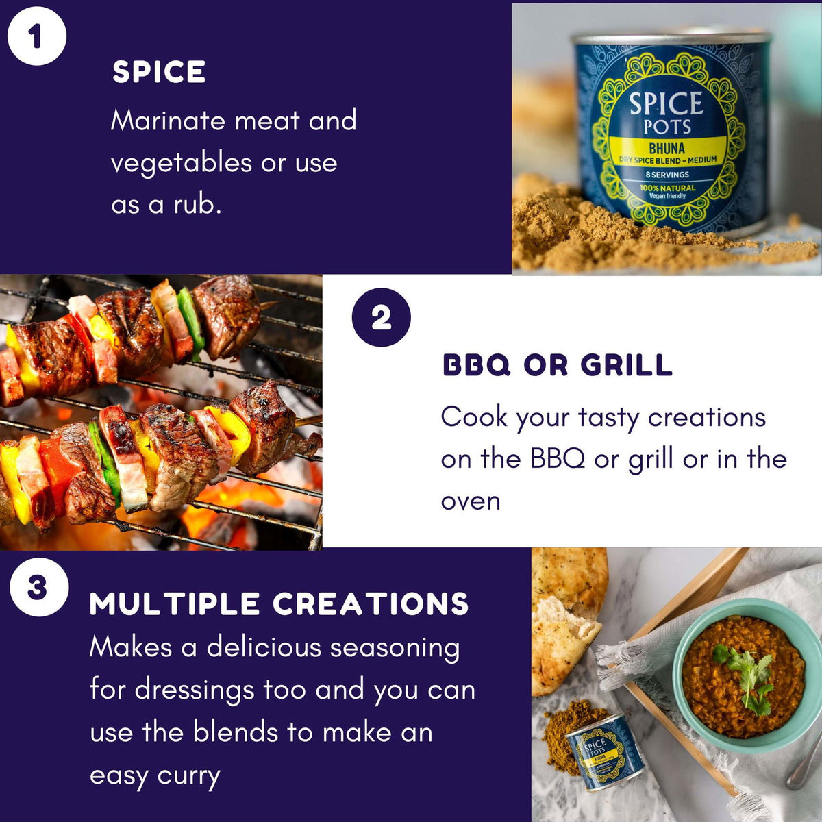 Spice Pots The Ultimate BBQ Seasoning Set - 4 Spices and 8 Easy BBQ Recipes