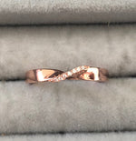 Thin Rings with clear zircon stones - Sparkle Collection O Rose gold plated silver No1
