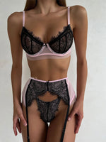 THRILL Pink & Black 3 Piece Lingerie Set