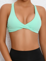 Tight-fitting quick-drying sports yoga bra for outdoor running cross-back fitness underwear Pale green