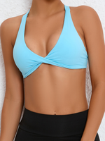 Tight-fitting quick-drying sports yoga bra for outdoor running cross-back fitness underwear Sky blue azure