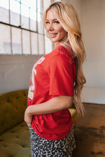 Tomato Red COWBOY Take Me Away Graphic Western Loose Tee T Shirt