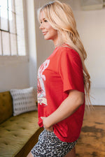 Tomato Red COWBOY Take Me Away Graphic Western Loose Tee T Shirt