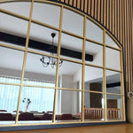 Tomi - Black & Gold Metal Arched Lattice Window Mirror - 95cm x 120cm