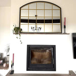 Tomi - Black & Gold Metal Arched Lattice Window Mirror - 95cm x 120cm