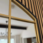 Tomi- Full Length Black & Gold Metal Arched Lattice Window Mirror - 180cm x 105cm