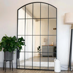 Tomi- Full Length Black Metal Arched Lattice Window Mirror - 200cm x 120cm