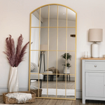 Tomi- Full Length Gold Metal Arched Lattice Window Mirror - 180cm x 90cm