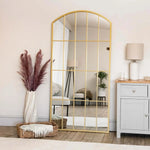 Tomi- Full Length Gold Metal Arched Lattice Window Mirror - 180cm x 90cm