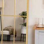 Tomi- Full Length Gold Metal Arched Lattice Window Mirror - 180cm x 90cm