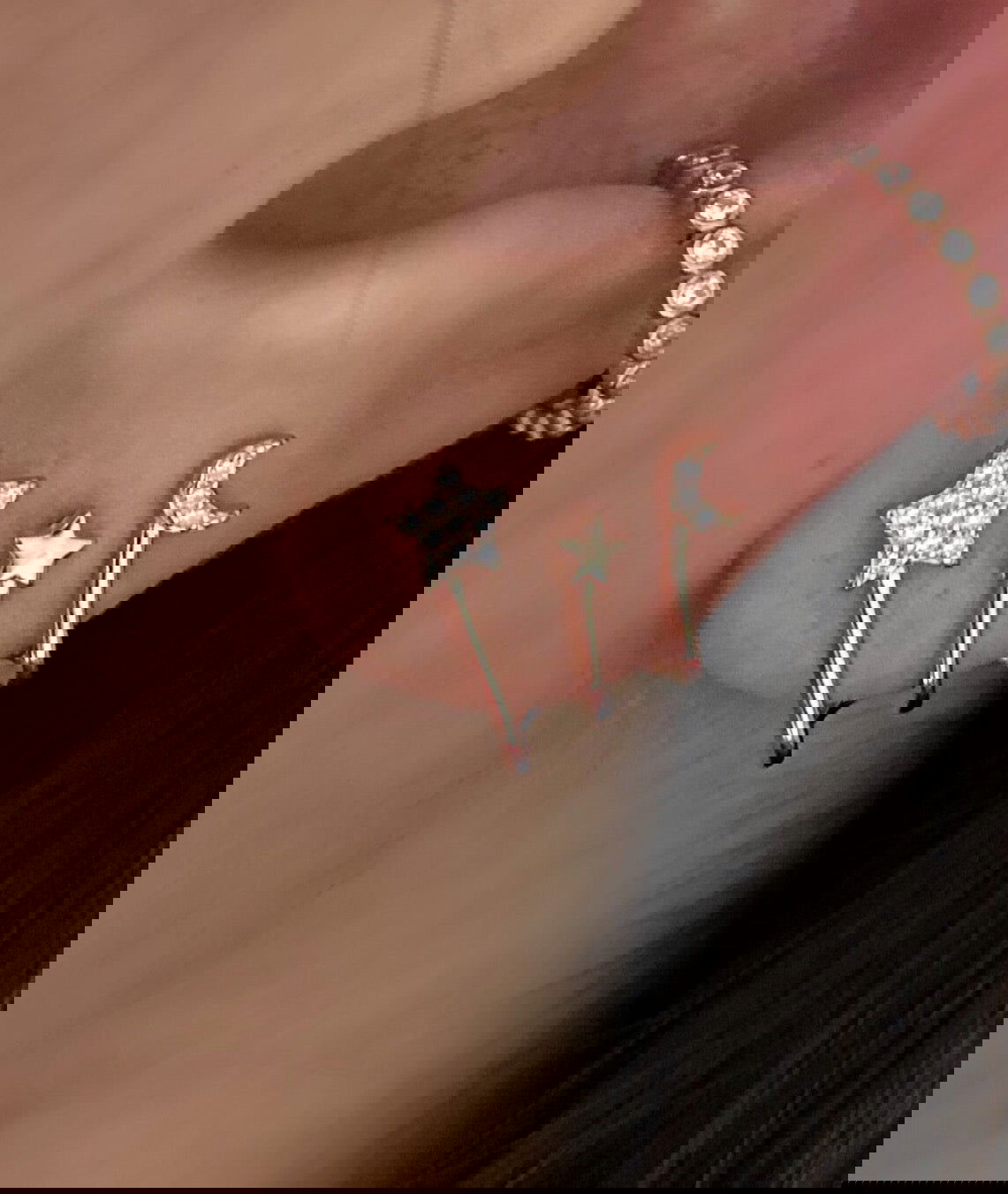 Rose Gold Plated Silver Triple Star Earrings