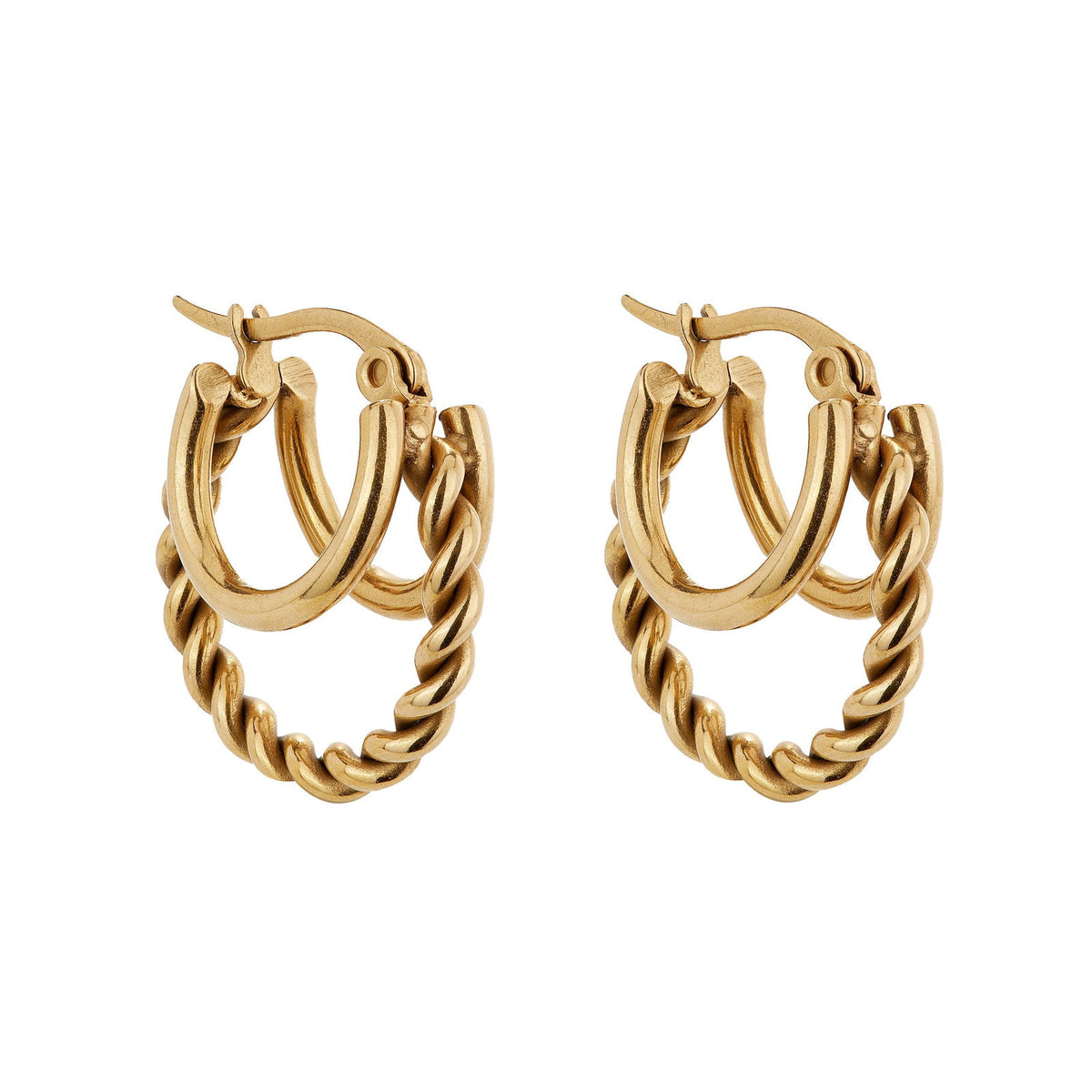 Triple Threaded Gold Hoops