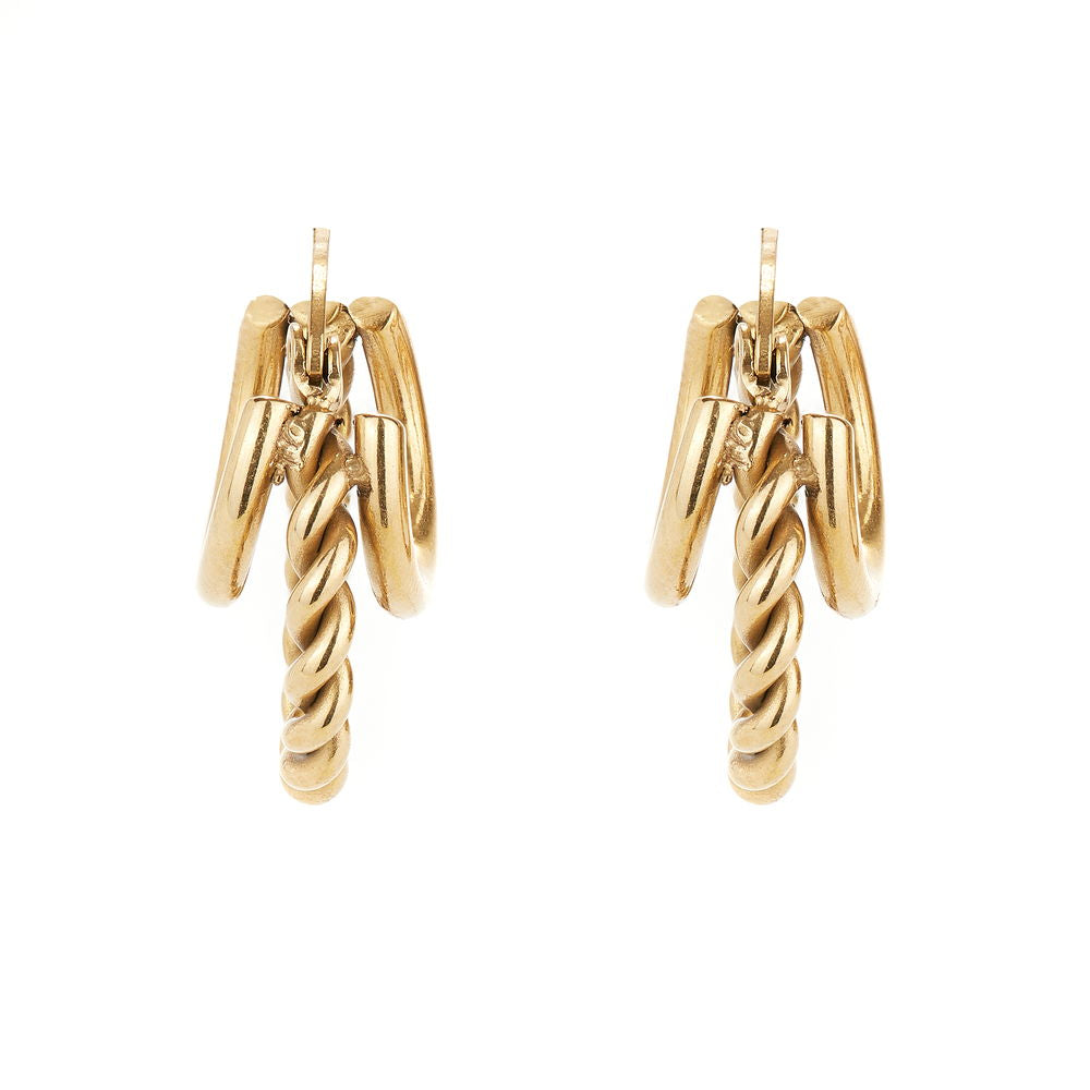 Triple Threaded Gold Hoops