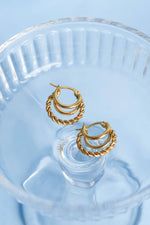 Triple Threaded Gold Hoops