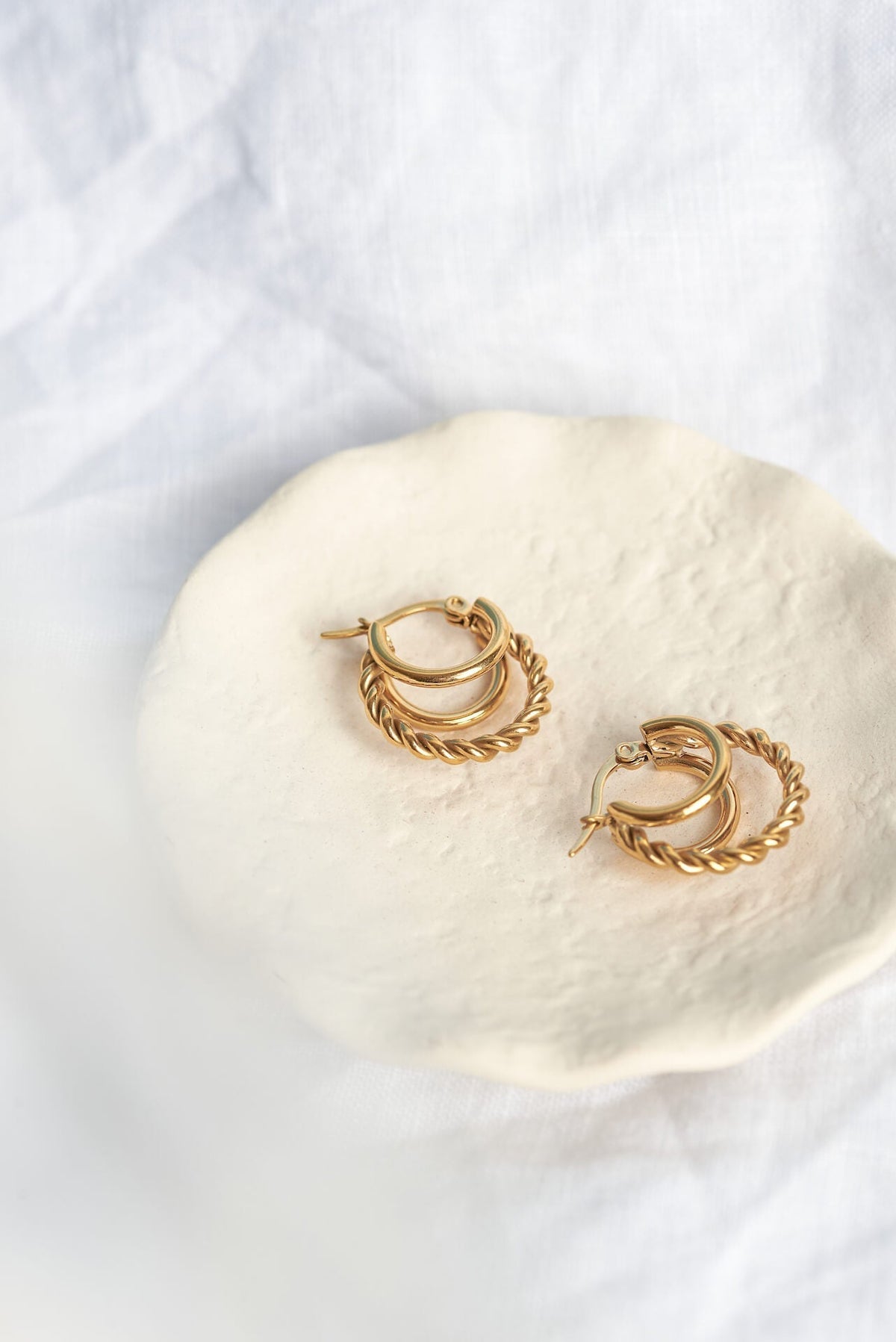 Triple Threaded Gold Hoops