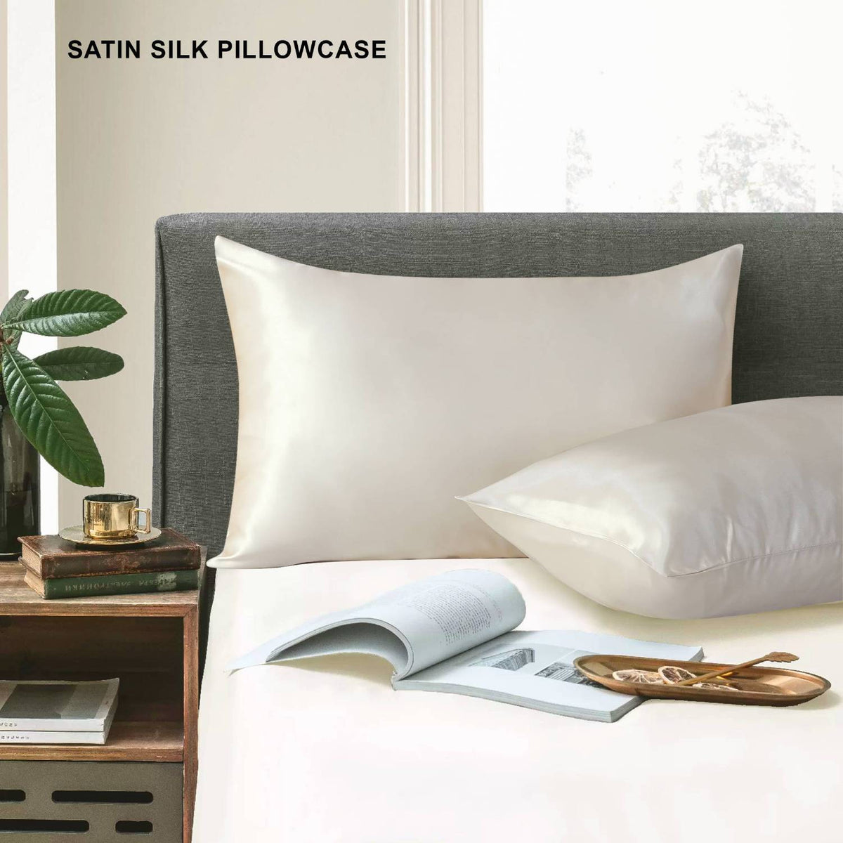 Ultra Soft Satin Pillow Cases Beige