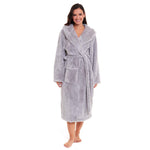 Daisy Dreamer Snuggle Fleece Hooded Robe - Soft Luxurious Dressing Gown GREY