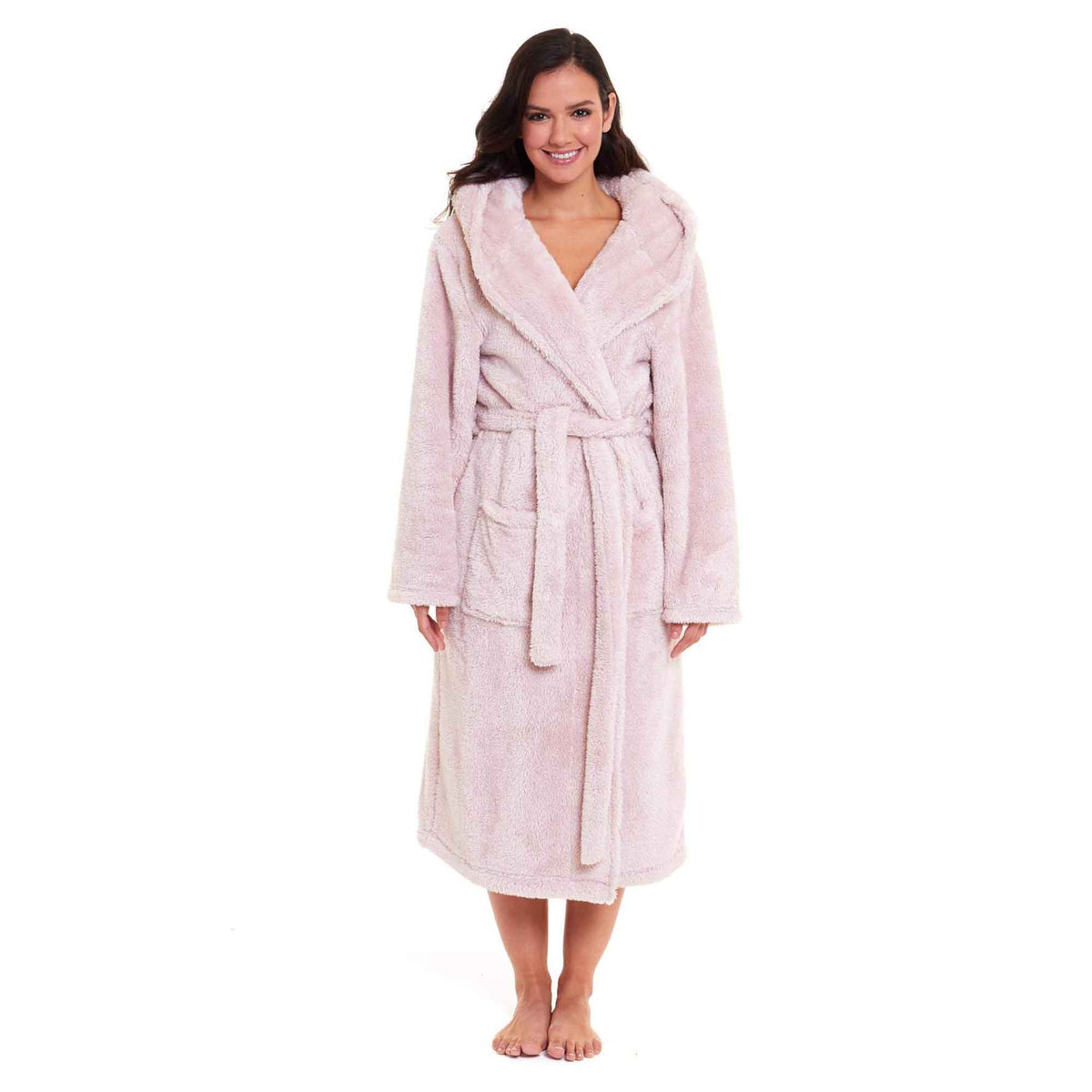 Daisy Dreamer Snuggle Fleece Hooded Robe - Soft Luxurious Dressing Gown PINK
