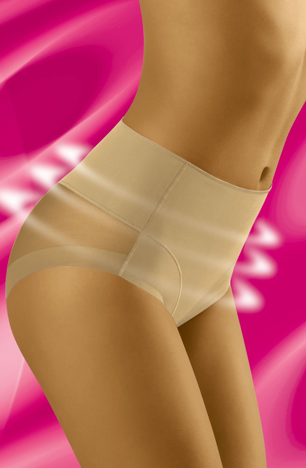 Wolbar Uniqa High Waist Shaping and Lift Mesh Briefs Beige
