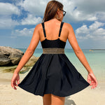 V-neck Printed Swimsuit Dress | Summer Beach Vacation | Beach Cover-Up Swimwear