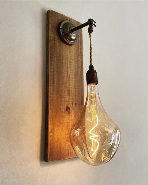 Wall Light Timber Sconce 60cm exposed cable and mains power
