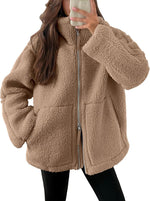 Warm Cosy Zip-up Teddy Fleece Jacket Sweater | 9 Colours Light Brown