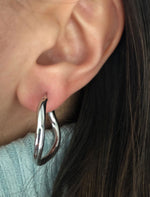 Wavy Hoop Earrings - Silver 2.5cm diameter