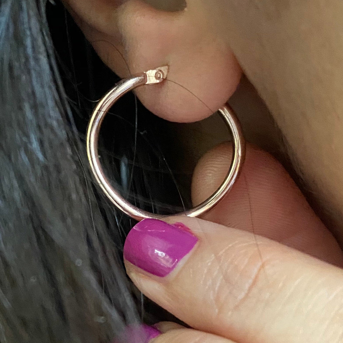 Wavy Hoops Rose Gold Plated Silver