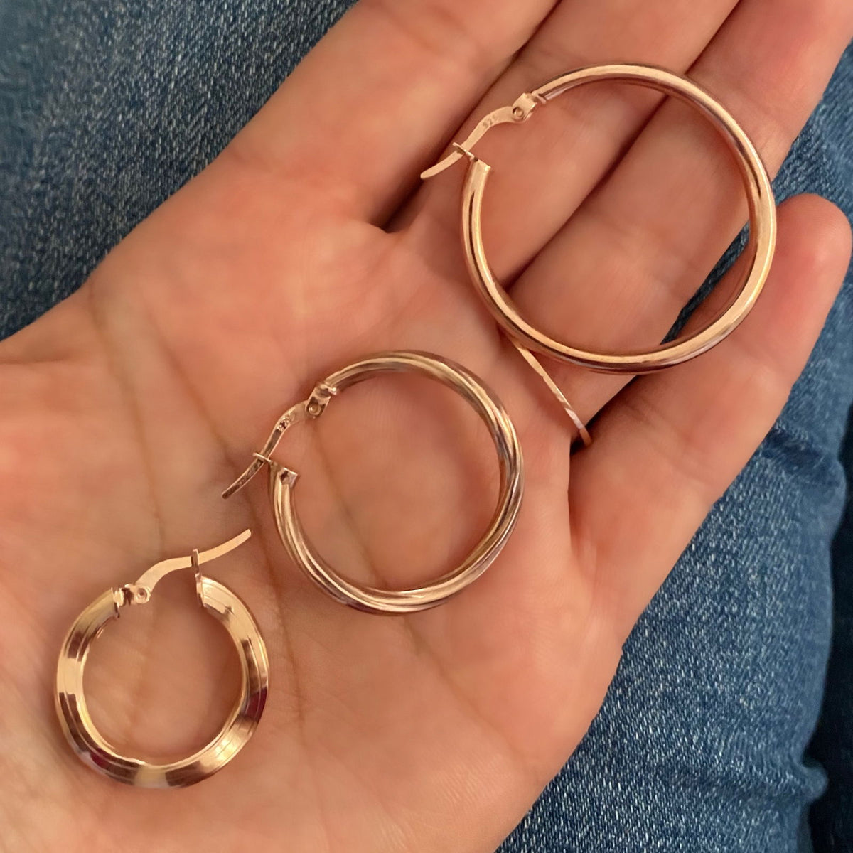 Wavy Hoops Rose Gold Plated Silver