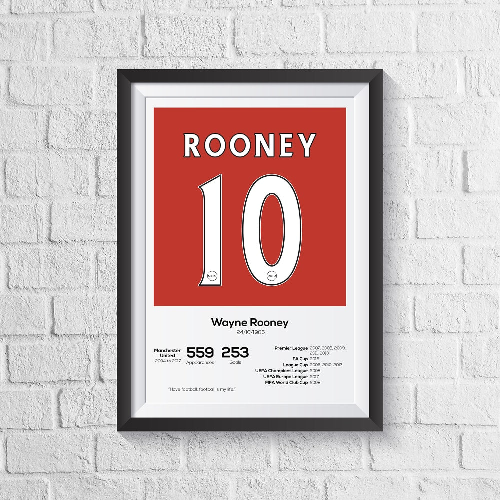 Wayne Rooney Manchester United Legend Stats Print A0 - 841mm x 1189mm