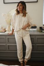 White Cheetah Print Two Piece Loose Fit Cosy Loungewear Set