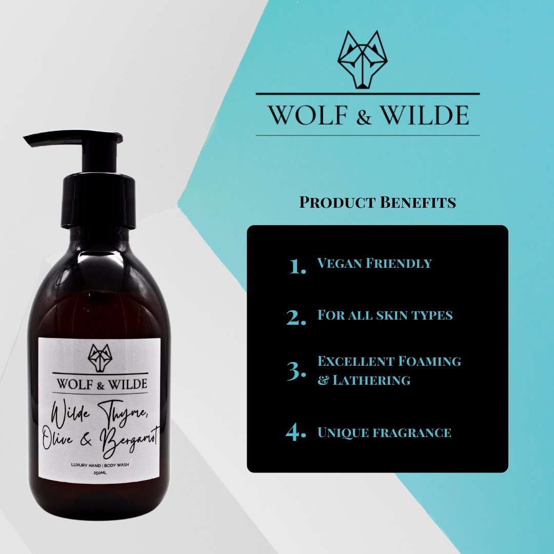 Wilde Thyme, Olive & Bergamot Luxury 2 In 1 Liquid Soap - Hand & Body Wash 250ml