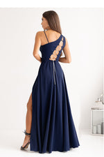 With You Asymmetrical Strap Long Dress with Braided Tie Back