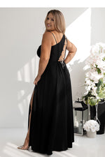 With You Asymmetrical Strap Long Dress with Braided Tie Back